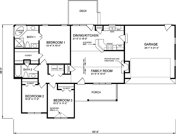 One-Story Traditional Level One of Plan 45501