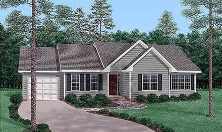 One-Story Traditional Elevation of Plan 45502