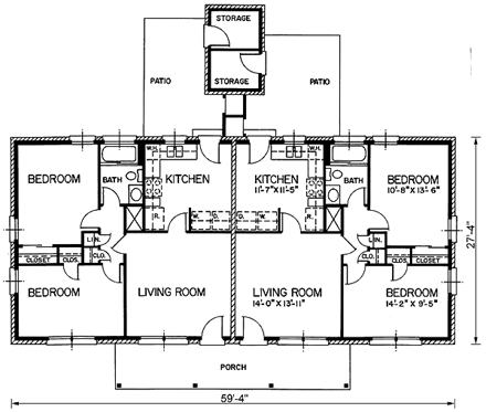 Multi-Family Plan 45504 First Level Plan