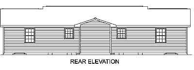 Ranch Rear Elevation of Plan 45504