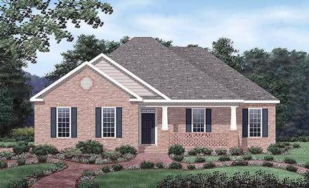 European One-Story Elevation of Plan 45505