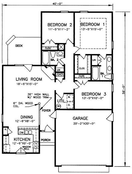 House Plan 45506 First Level Plan