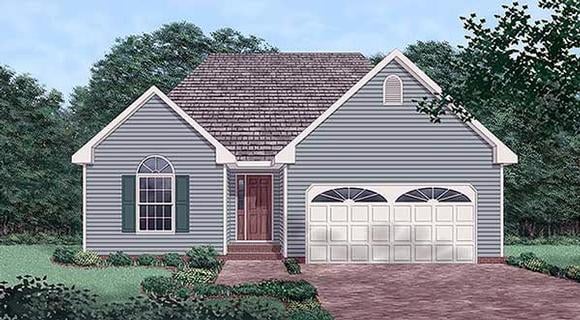 Narrow Lot, One-Story, Traditional House Plan 45506 with 3 Beds, 2 Baths, 2 Car Garage Elevation