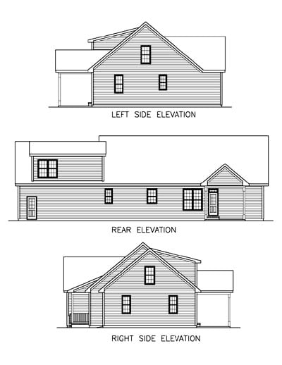 Country One-Story Ranch Rear Elevation of Plan 45510