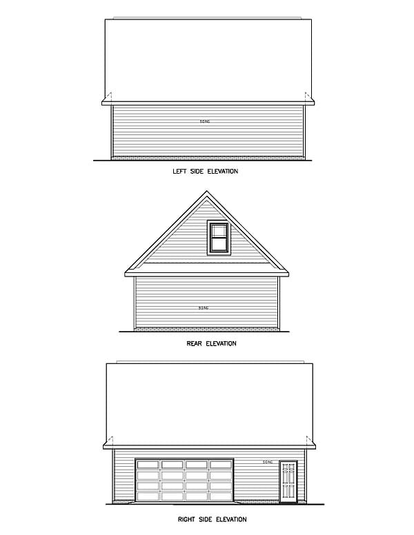 Traditional Rear Elevation of Plan 45512