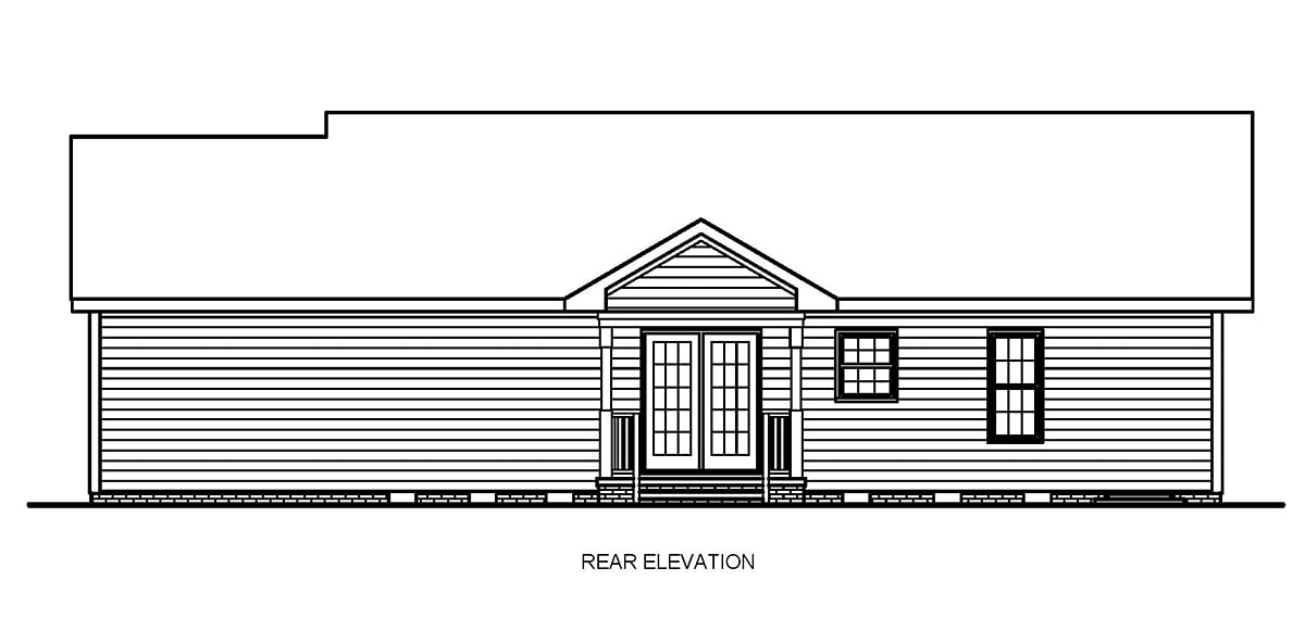 Country Ranch Rear Elevation of Plan 45515