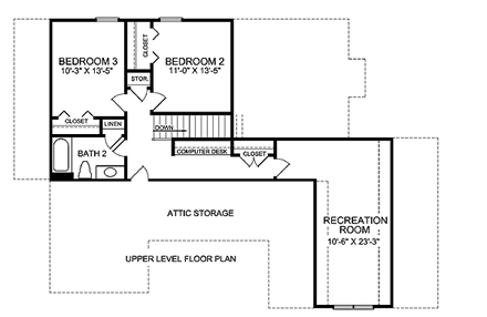 House Plan 45517 Second Level Plan
