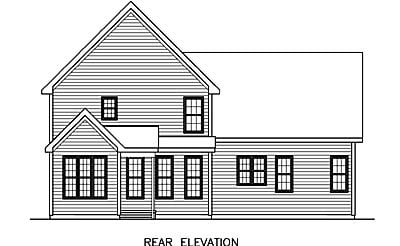 Craftsman Rear Elevation of Plan 45518