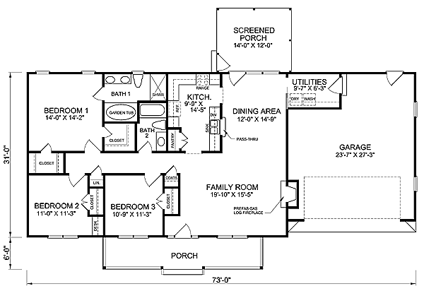 Craftsman Traditional Level One of Plan 45519