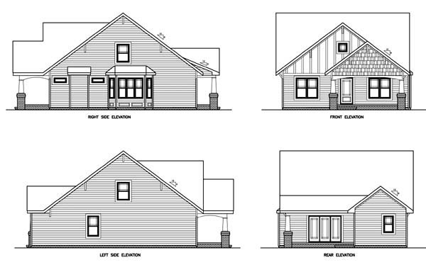 Narrow Lot Traditional Rear Elevation of Plan 45520