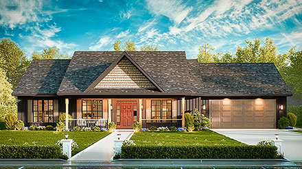 New American Ranch Traditional Elevation of Plan 45523