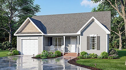 Ranch Traditional Elevation of Plan 45525