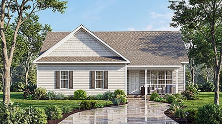 Ranch Traditional Elevation of Plan 45528