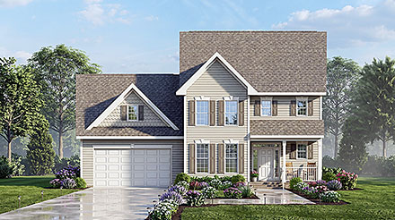 Craftsman Traditional Elevation of Plan 45529