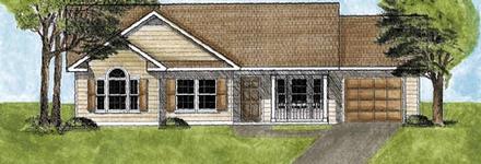 One-Story Ranch Elevation of Plan 45600