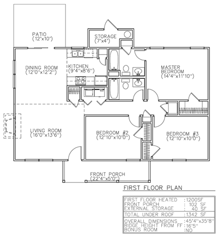 House Plan 45601 First Level Plan