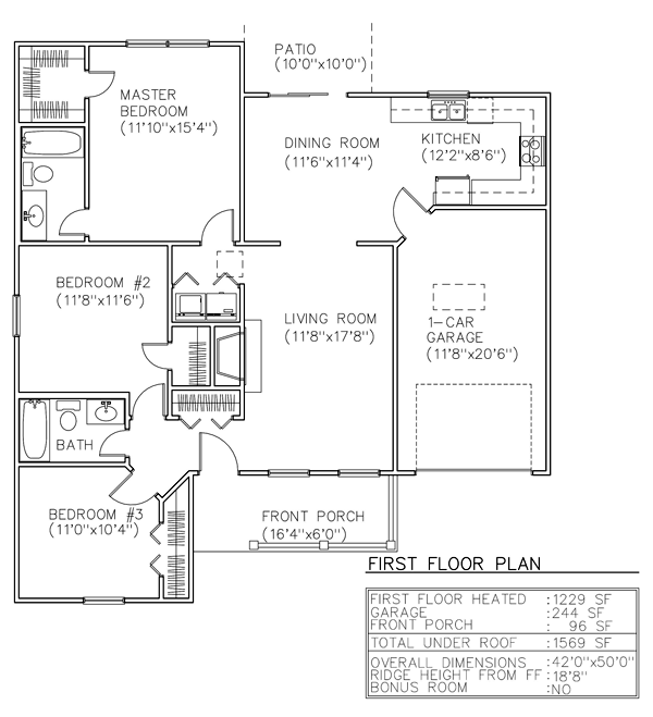 European One-Story Level One of Plan 45603