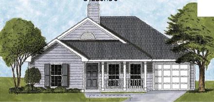 European One-Story Elevation of Plan 45603