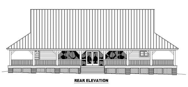 Country Rear Elevation of Plan 45606