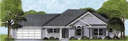 One-Story Traditional Elevation of Plan 45608