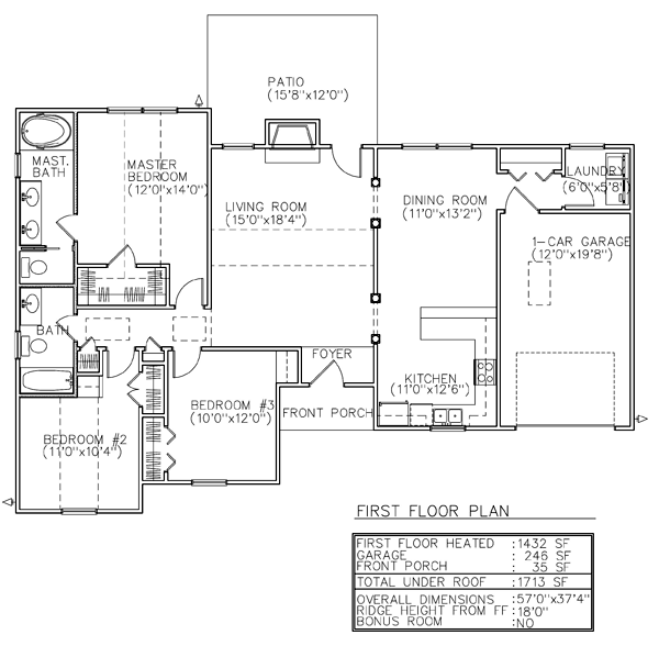 One-Story Traditional Level One of Plan 45611