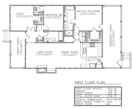 House Plan 45612 First Level Plan