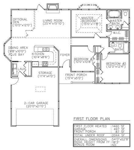 House Plan 45613 First Level Plan