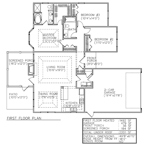 One-Story Ranch Level One of Plan 45615