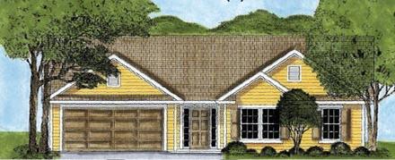 One-Story Ranch Elevation of Plan 45615