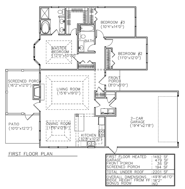 One-Story Ranch Traditional Level One of Plan 45616