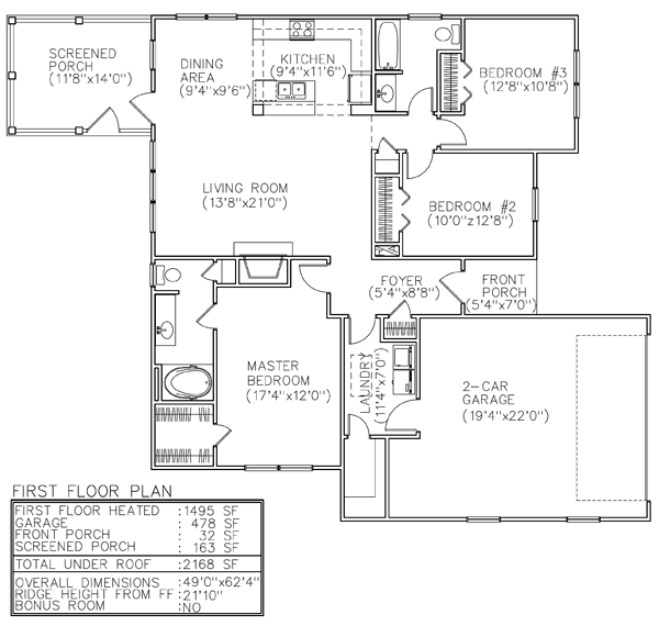 One-Story Ranch Level One of Plan 45617
