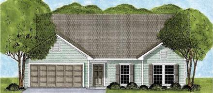 One-Story Ranch Elevation of Plan 45617