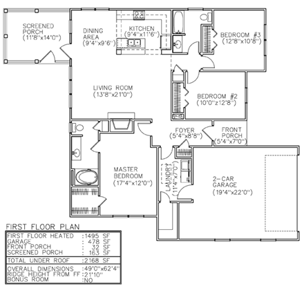 House Plan 45618 First Level Plan