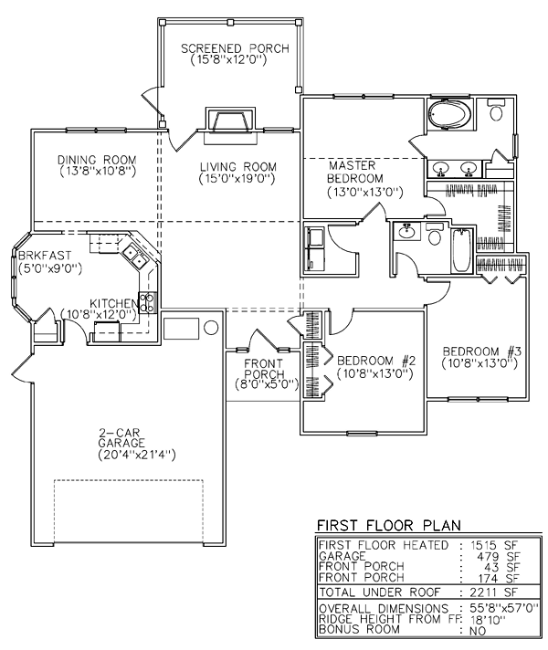 European One-Story Traditional Level One of Plan 45620