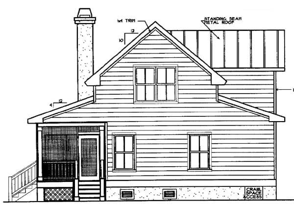 Country Farmhouse Narrow Lot Southern Rear Elevation of Plan 45621