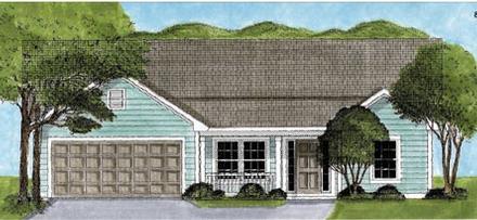 European One-Story Elevation of Plan 45626