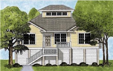 Coastal One-Story Elevation of Plan 45631