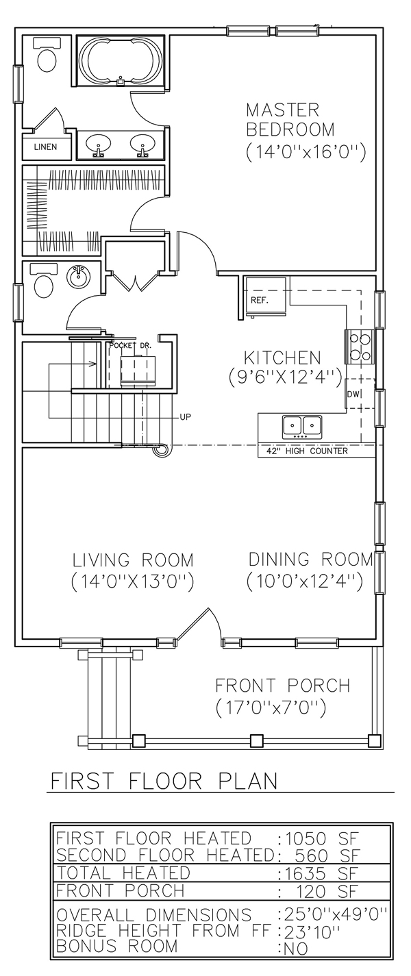 Narrow Lot Level One of Plan 45633