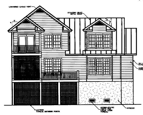 Coastal Rear Elevation of Plan 45637