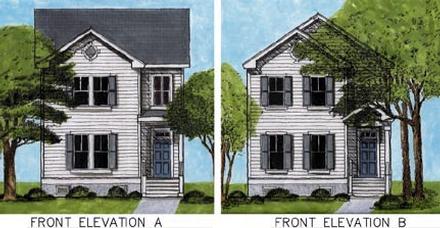 Narrow Lot Elevation of Plan 45638