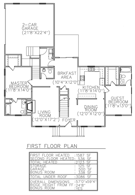 House Plan 45642 First Level Plan