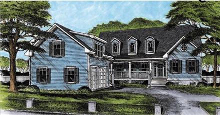 Cape Cod Country Elevation of Plan 45644