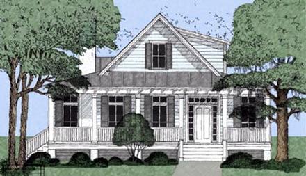 Narrow Lot Southern Elevation of Plan 45647