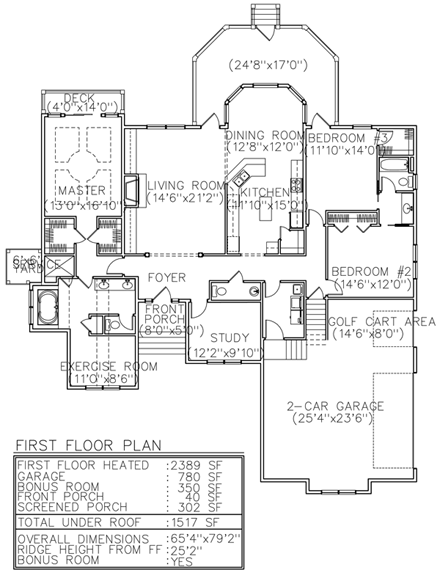 House Plan 45649 First Level Plan