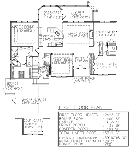 House Plan 45650 First Level Plan