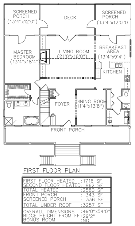 House Plan 45652 First Level Plan