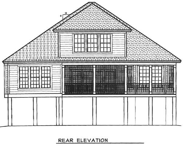 Coastal Rear Elevation of Plan 45653