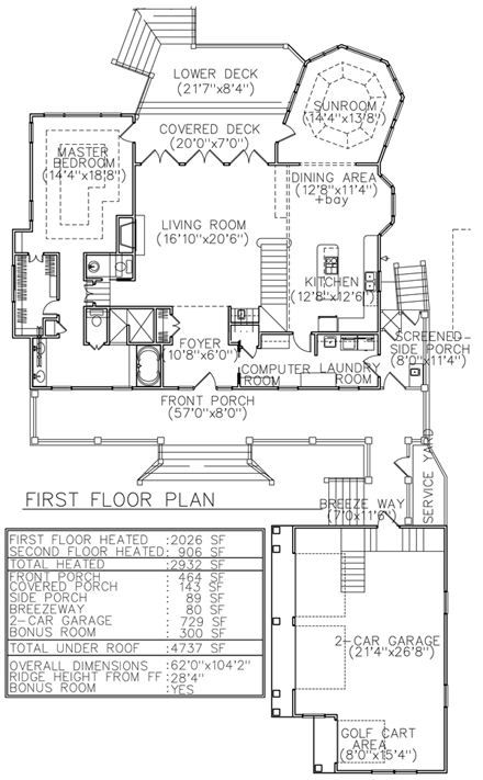 House Plan 45660 First Level Plan