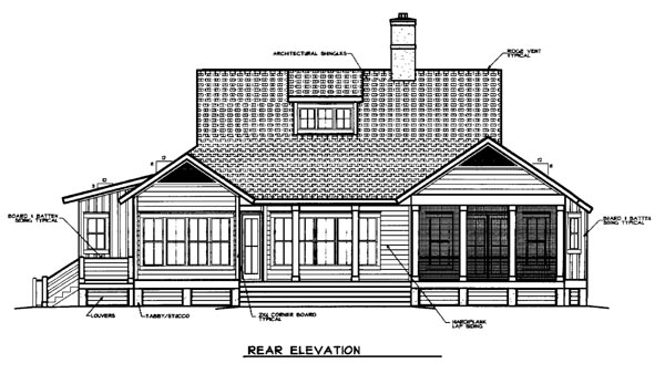 Country European Rear Elevation of Plan 45663