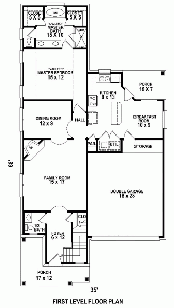 House Plan 45701 First Level Plan